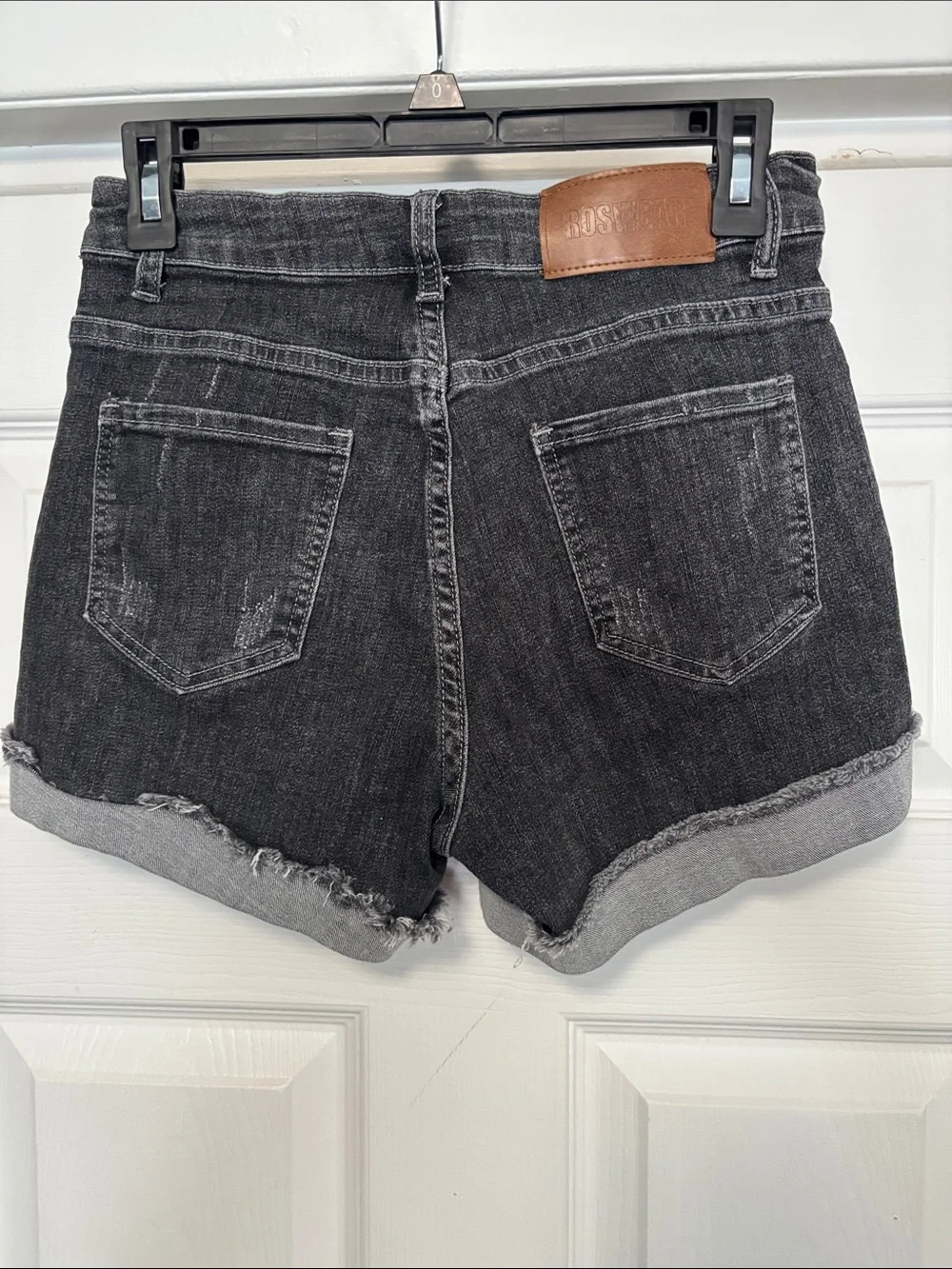 Distressed Black/gray denim shorts
